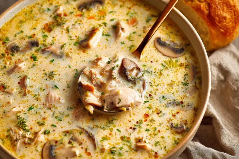 CREAMY CHICKEN AND MUSHROOM SOUP