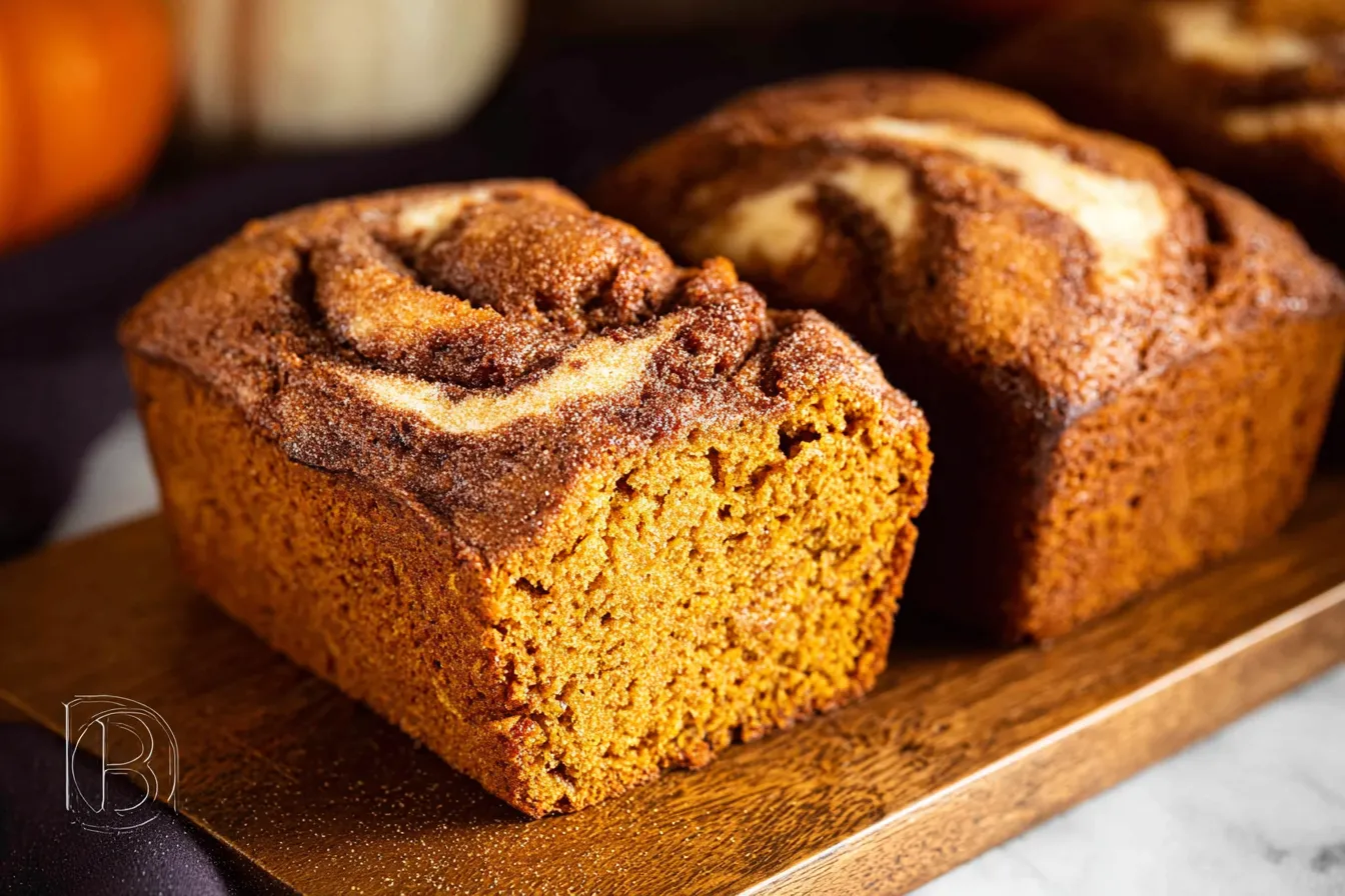 Moist Pumpkin Bread Mini Loaves with Cinnamon Swirl