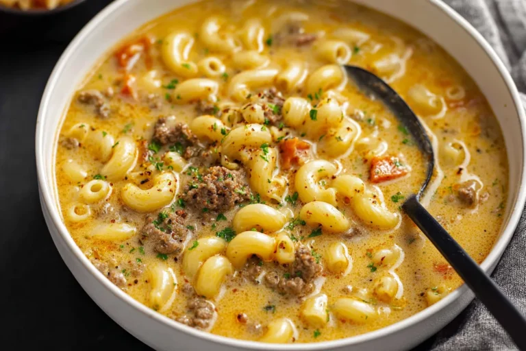 One Pot Macaroni Cheeseburger Soup