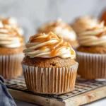 Pumpkin Cupcakes with Caramel Cream Cheese Frosting