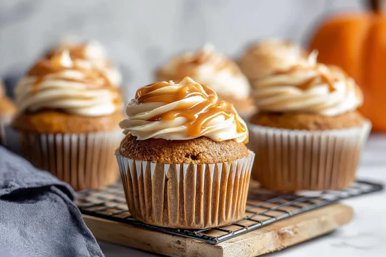 Pumpkin Cupcakes with Caramel Cream Cheese Frosting