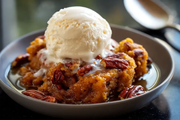 Warm Pumpkin Pecan Cobbler
