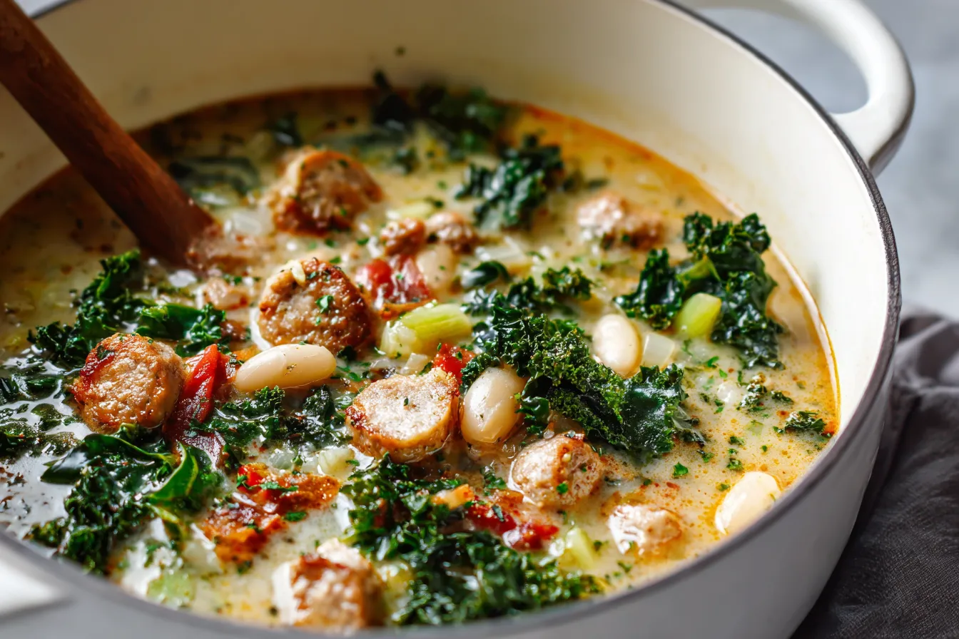 Creamy Chicken Sausage and Kale Soup