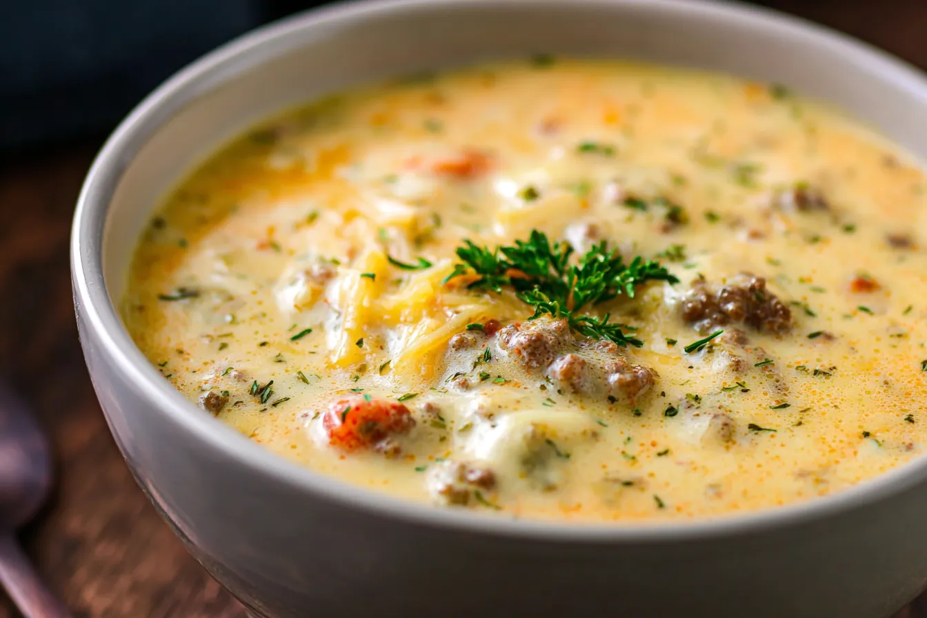 Creamy Crock Pot Cheeseburger Soup
