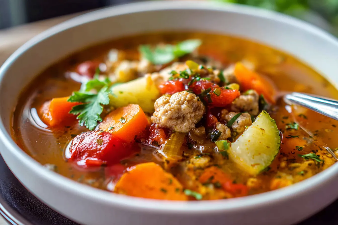 Healthy Ground Turkey and Vegetable Soup