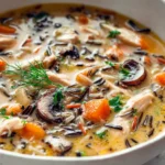 Hearty Wild Rice Soup with Chicken and Mushrooms