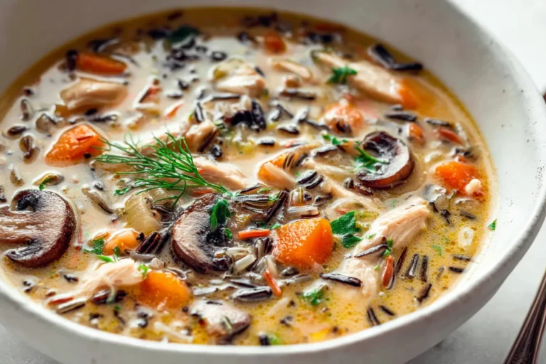 Hearty Wild Rice Soup with Chicken and Mushrooms