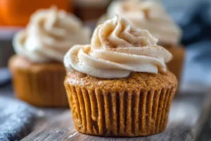 Homemade Pumpkin Cupcakes with Cinnamon Frosting