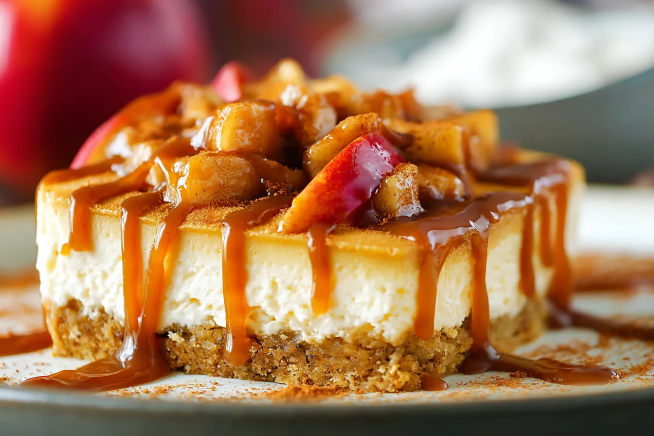 No Bake Caramel Apple Cheesecake