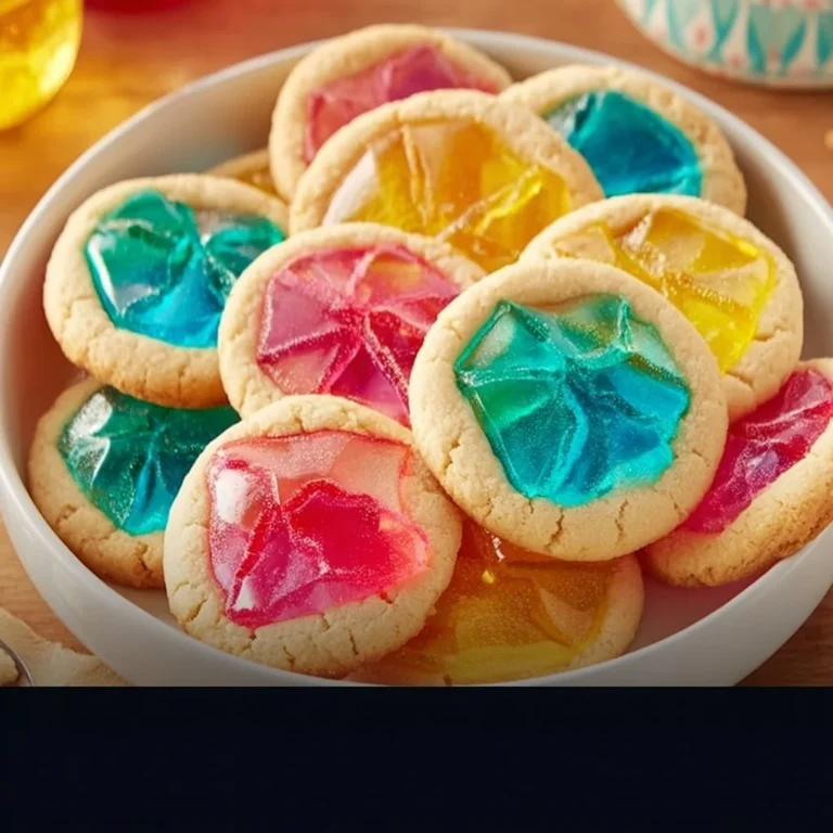 Colorful Jello cookies arranged on a platter, perfect for parties and celebrations.