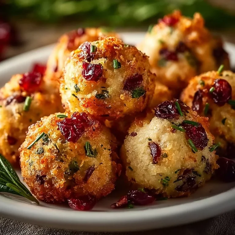 Delicious cranberry and turkey stuffing balls served on a platter.