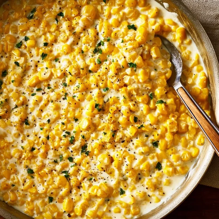 Creamed corn dish served in a bowl, showcasing its creamy texture and sweetness.