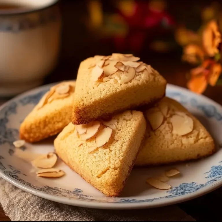Freshly baked delicate French almond cookies on a cooling rack