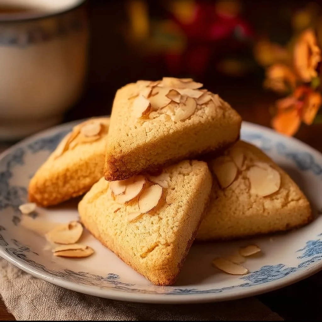 Freshly baked delicate French almond cookies on a cooling rack