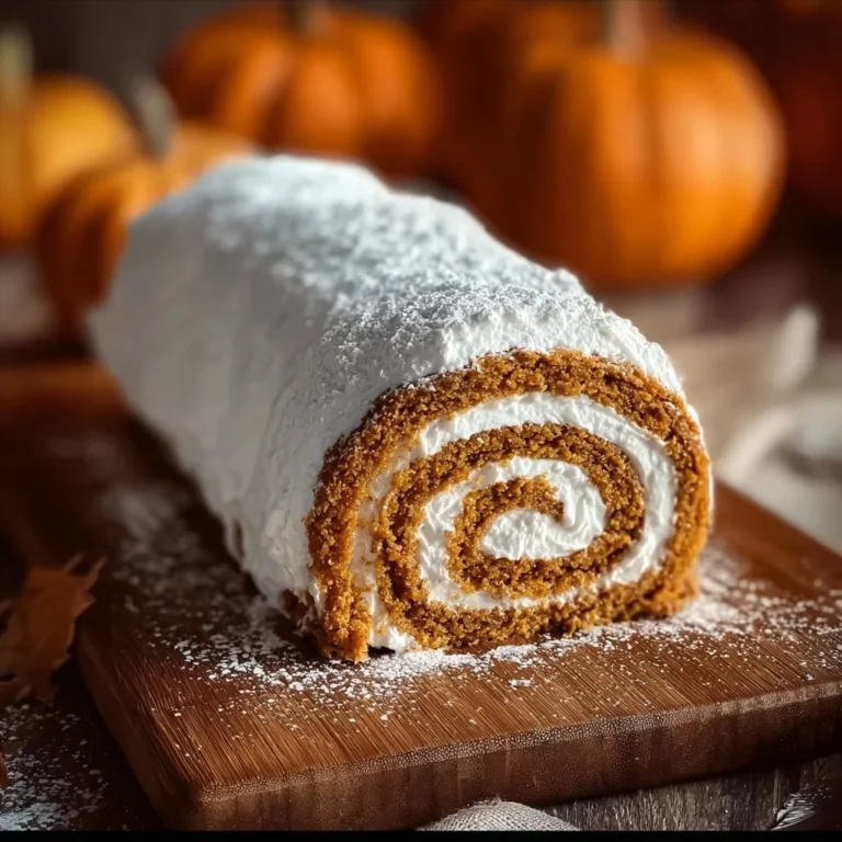 Delicious pumpkin spice roll cake featuring rich flavors and cream filling