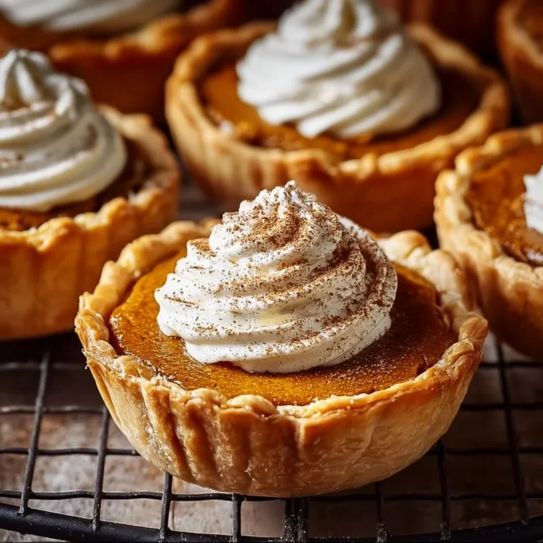 Delicious mini pumpkin pies served on a decorative platter