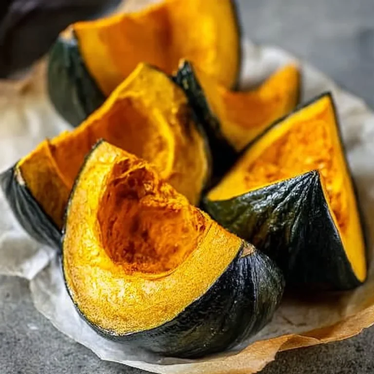 A plate of delicious easy roasted kabocha squash with seasoning