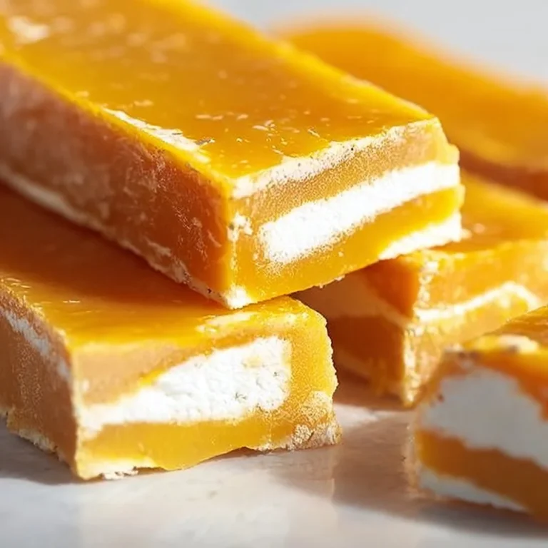 Delicious egg yolk nougat with a golden hue and rich texture.