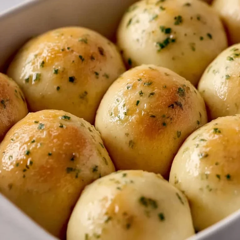Delicious homemade garlic bread rolls served with butter and herbs.