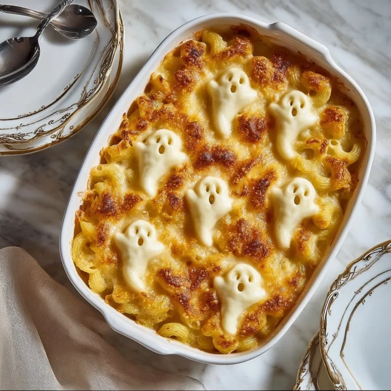 Delicious Ghoul-Gheroni and Cheese dish served in a Halloween theme.