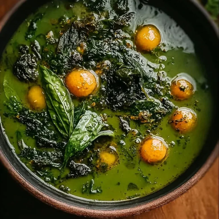 Bowl of Green Goddess Herb Soup garnished with fresh herbs