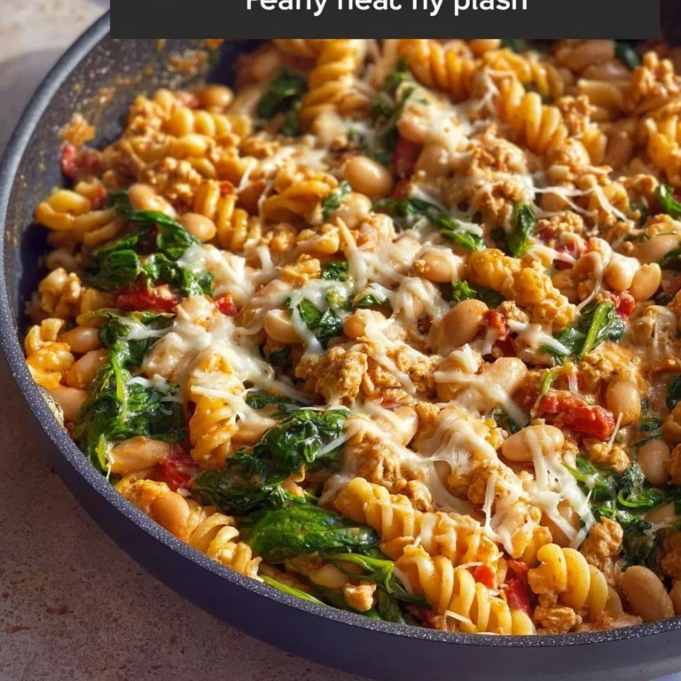 Plate of ground turkey pasta topped with herbs and cheese