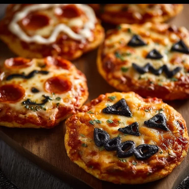 Delicious Halloween mini pizzas shaped like pumpkins and ghosts.