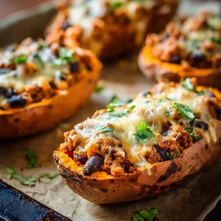 High protein ground turkey stuffed sweet potato meal