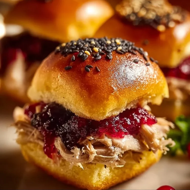 Delicious Thanksgiving turkey sliders made from leftover turkey and festive toppings