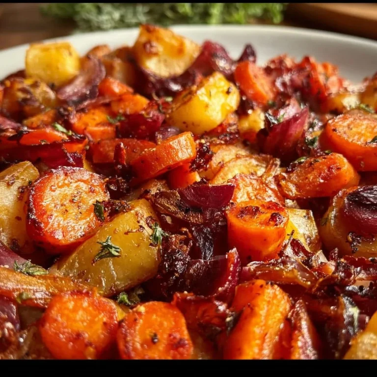 Maple Dijon roasted carrots and apples served in a bowl