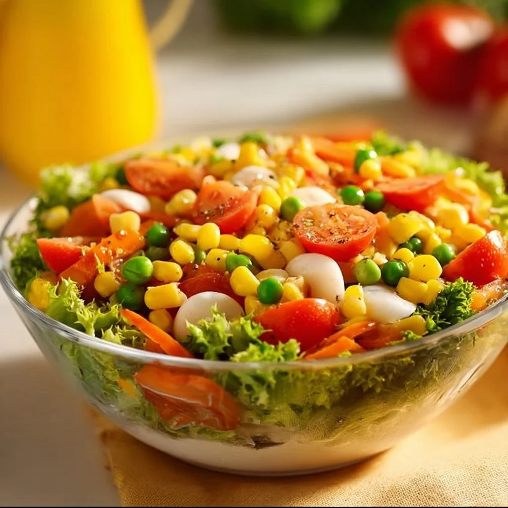 Colorful Nigerian Vegetable Salad with fresh greens and spices