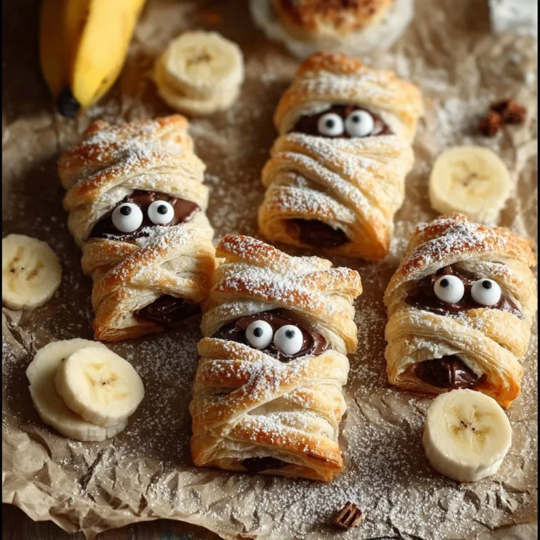 Nutella Mummy Hand Pies with spooky decorations for Halloween
