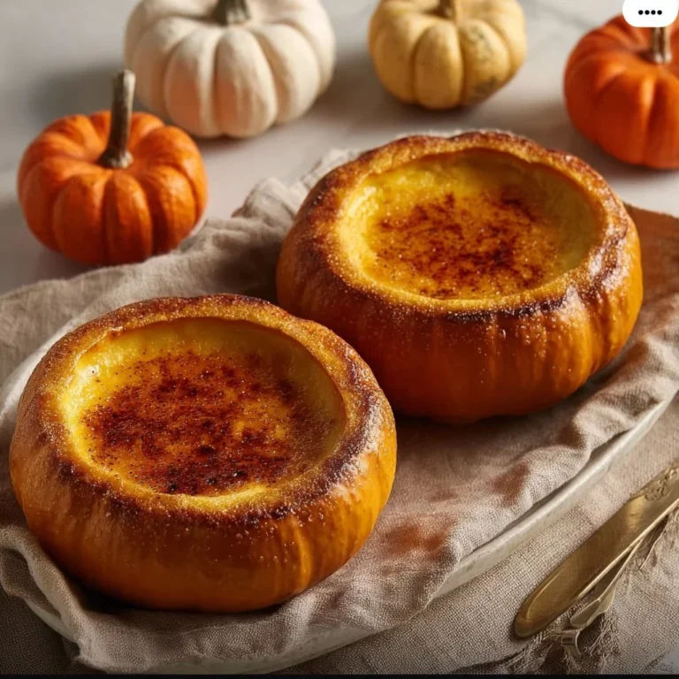 Delicious Pumpkin Spice Crème Brûlée with a caramelized sugar top