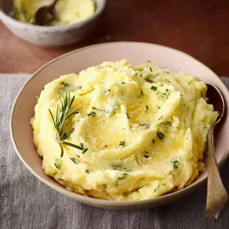 Creamy rosemary garlic mashed potatoes served in a bowl