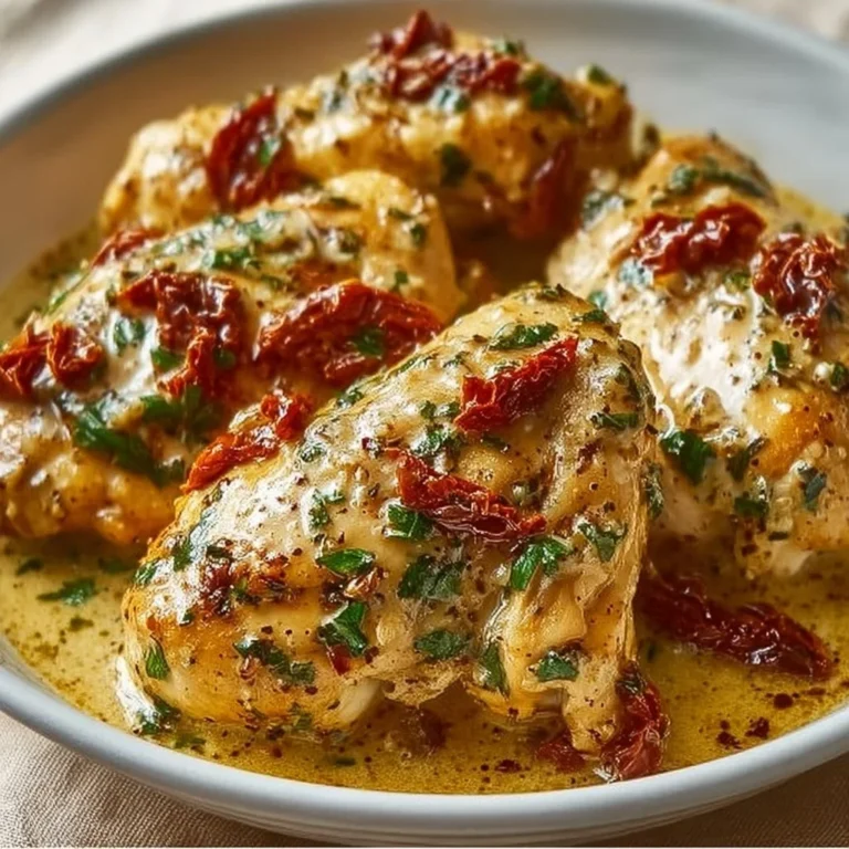 Delicious Savory Crockpot Marry Me Chicken served with fresh herbs