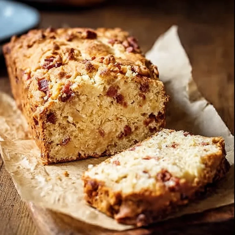 Savory-sweet apple bacon beer bread fresh out of the oven