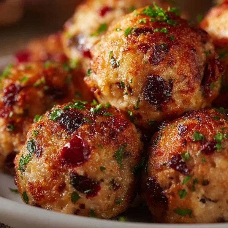 Deliciously golden Thanksgiving stuffing balls served on a festive table