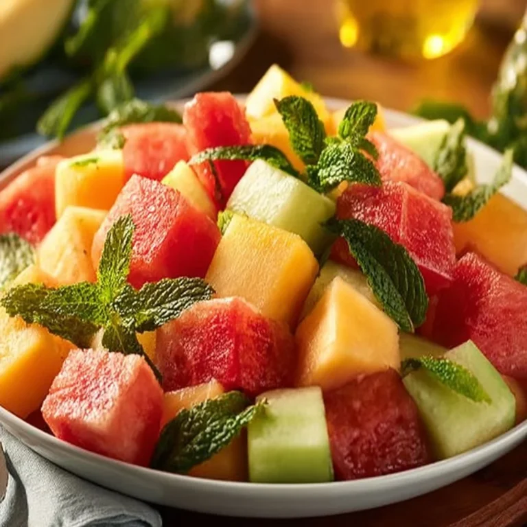 Delicious Tropical Pirate's Watermelon Rum Salad with fresh fruits and rum dressing