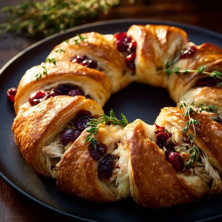 Delicious Turkey Cranberry Crescent Ring recipe served on a festive table.