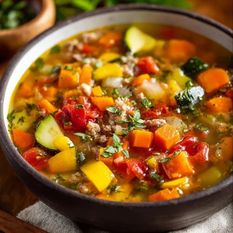 Delicious Turkey Vegetable Soup with fresh vegetables and tender turkey pieces