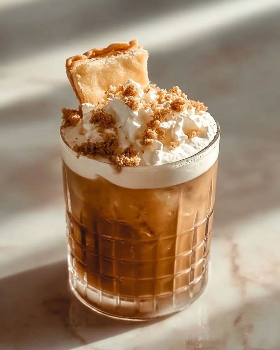 A refreshing Apple Pie Dirty Soda topped with whipped cream and apple slices.