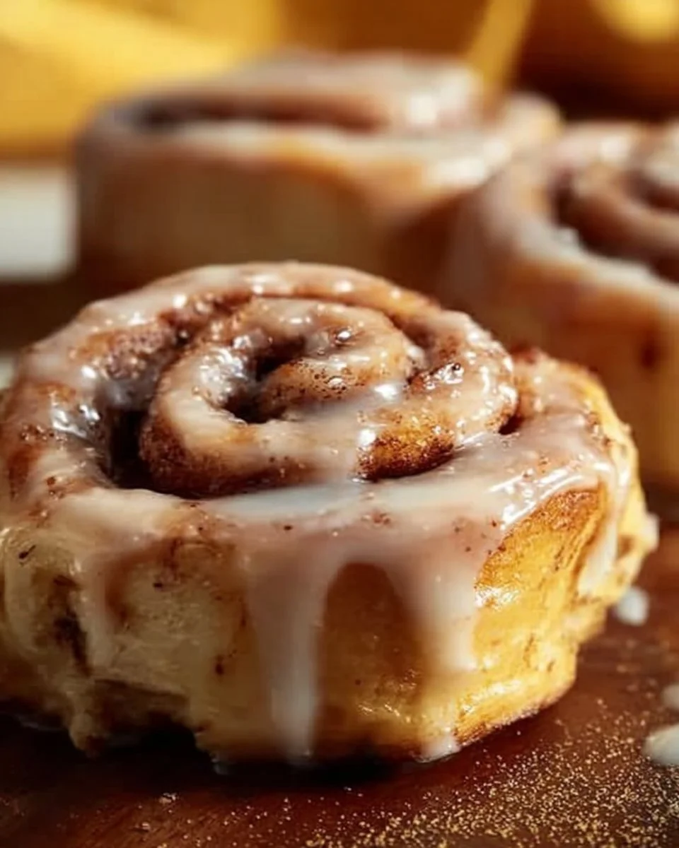 Delicious banana bread cinnamon rolls topped with cream and cinnamon