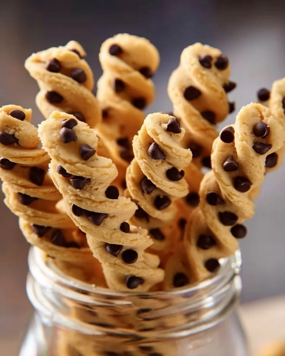 Decadent chocolate chip cookie dough twists ready to be enjoyed.