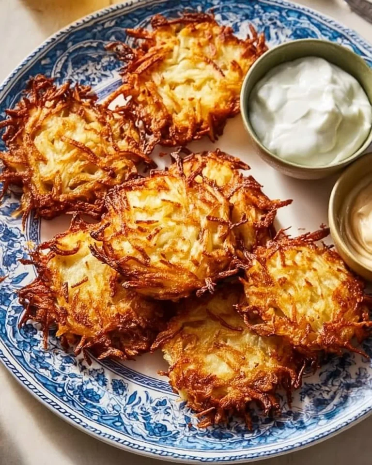 Crispy Air Fryer Hanukkah latkes served with applesauce