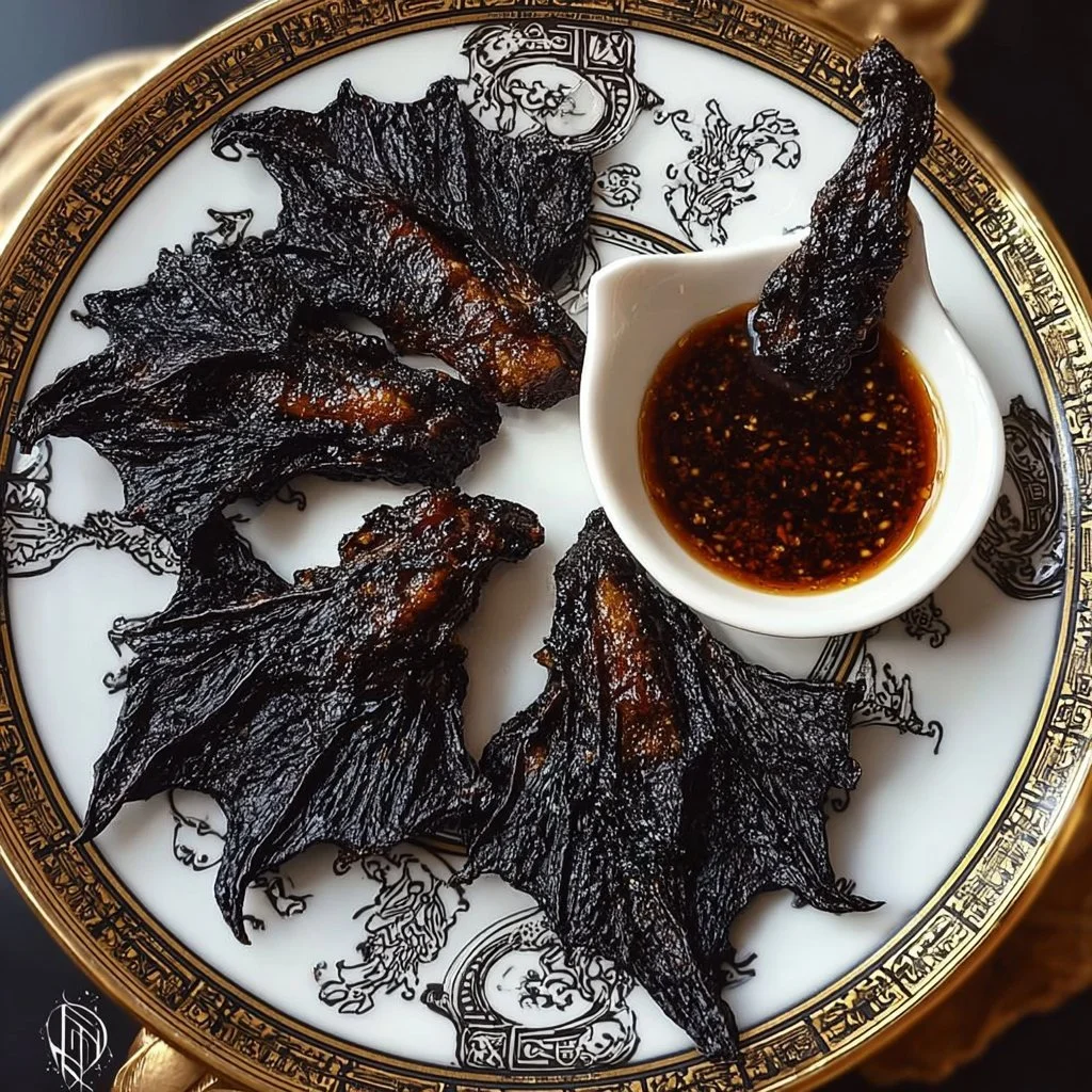 Crispy deep fried savory bat wings served on a plate