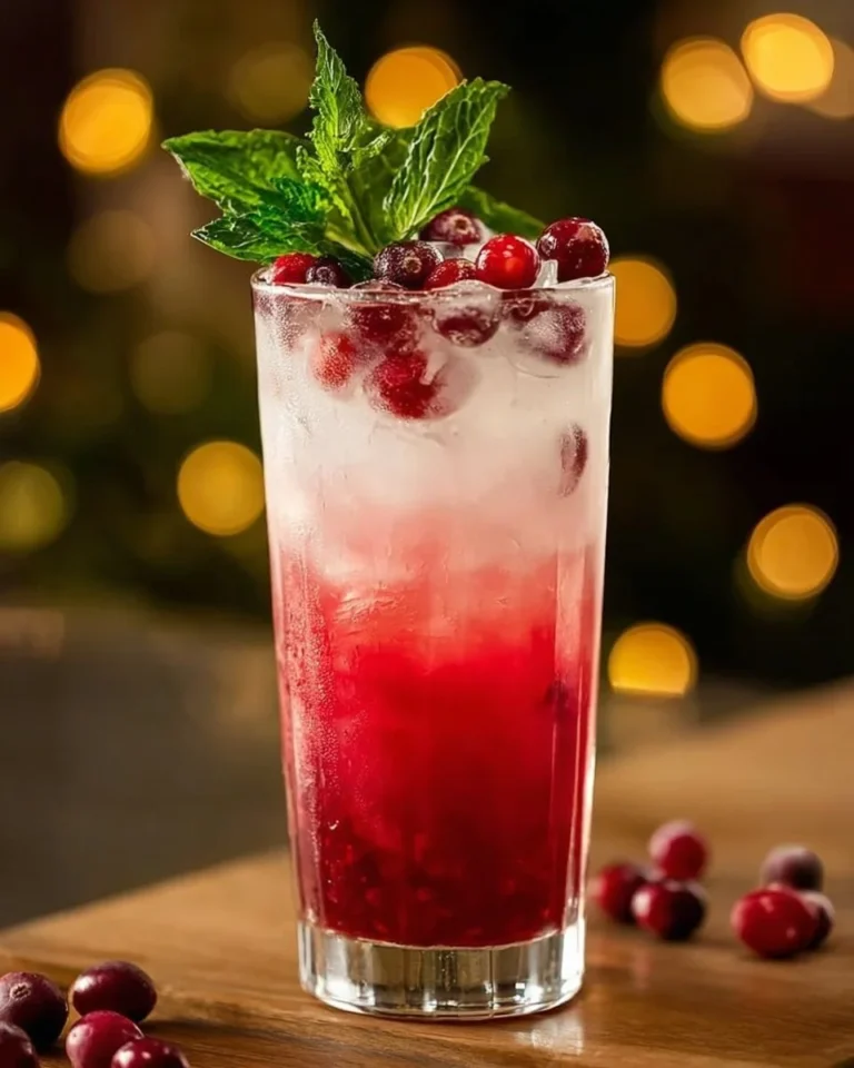Delicious Vanilla Cranberry Crush mocktail served in a stylish glass.