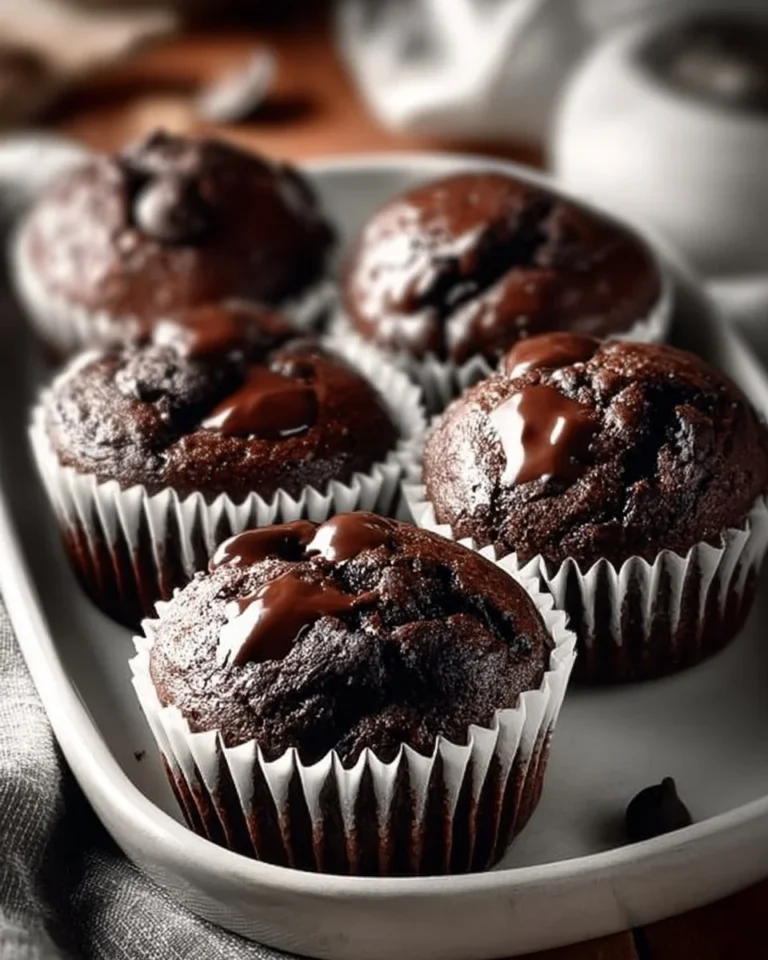 Delicious double chocolate espresso muffins with rich chocolate and espresso flavor