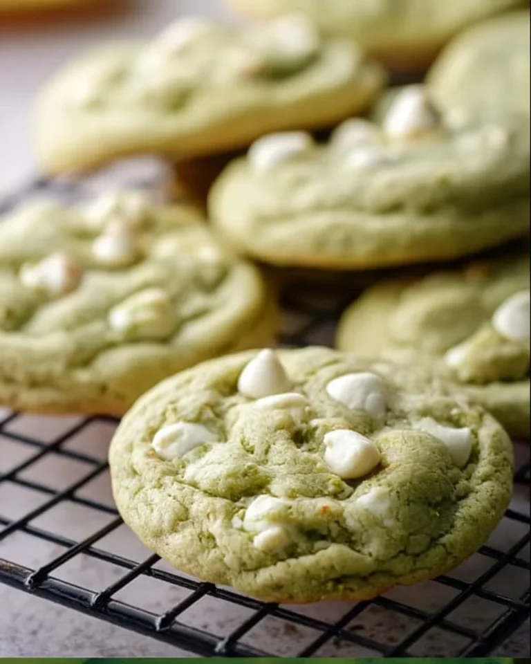 Irresistibly chewy pistachio pudding cookies on a plate