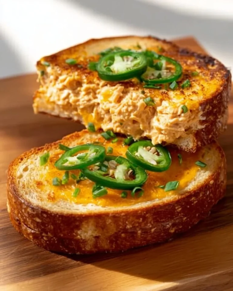 Jalapeño Cheddar Tuna Melts served on a plate