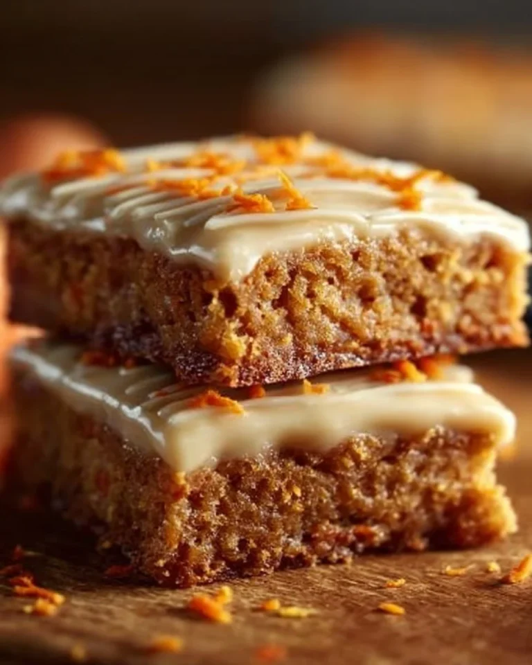 Deliciously moist luscious carrot bars topped with cream cheese frosting